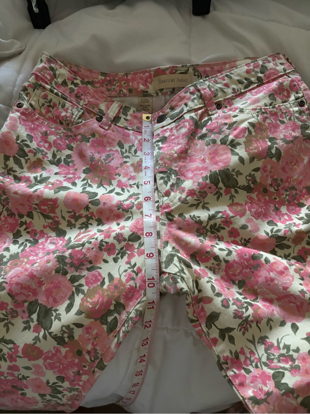 Territory Ahead Pink Floral Jeans of 98% cotton and 2% Elastane Size 8 waist 33 - Picture 5 of 9